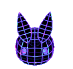 rotating holographic wireframe of a bunny