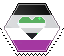 asexual flag with a sparkling aromantic heart hexagonal stamp