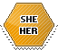 she_her hexagonal stamp