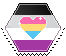asexual flag with a sparkling pan heart hexagonal stamp