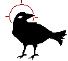 blinking crow with a halo pixel art